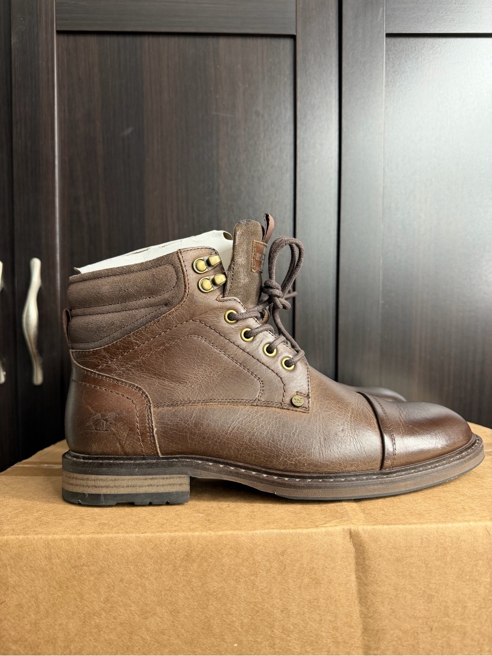Rodd & Gunn Brown Leather Lace-Up Cap-Toe Boots